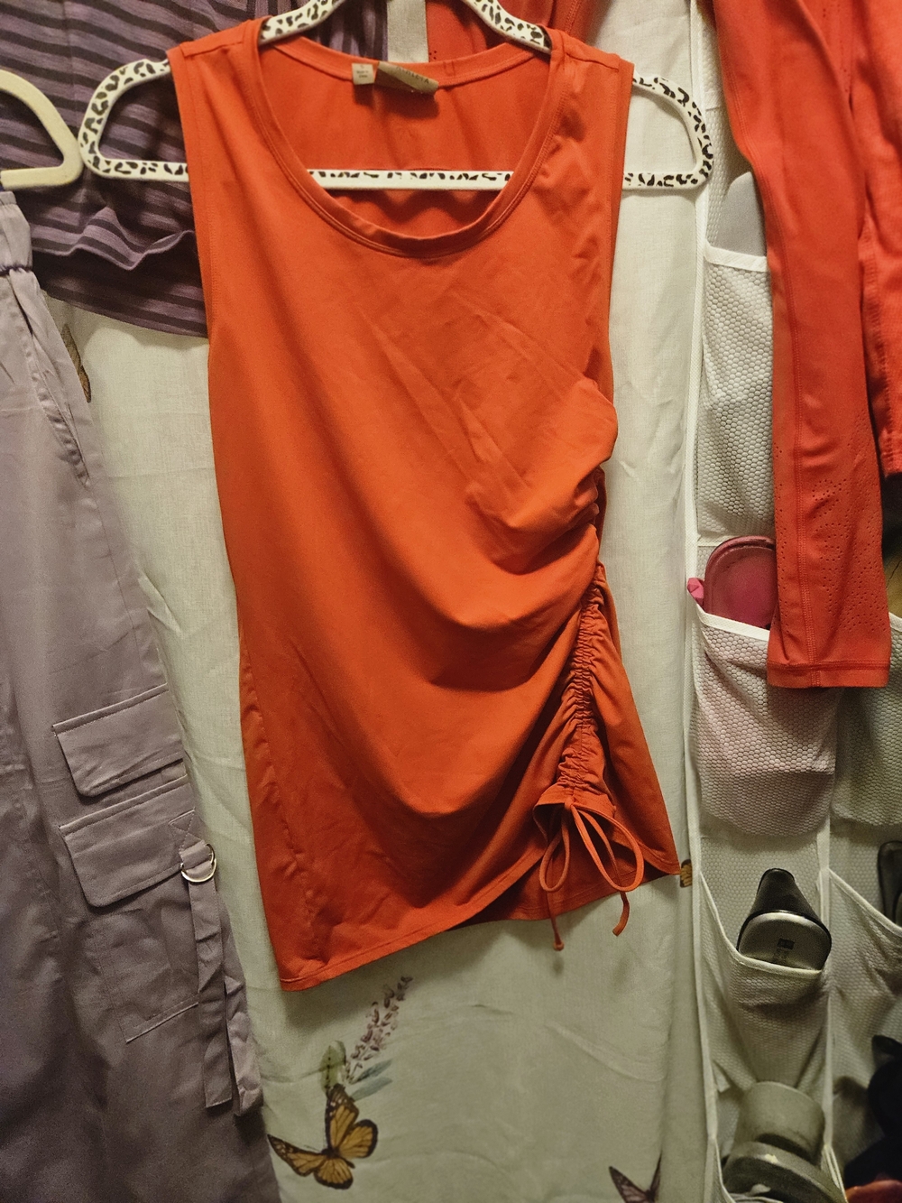 Athleta Orange Ruched Side Tank